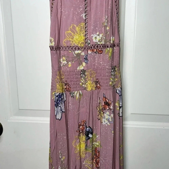 Bp BACKLESS HIGH NECK DRESS SIZE‎ SMALL PINK WITH FLORAL DESIGN SIZE SMALL NWT - Picture 3 of 11